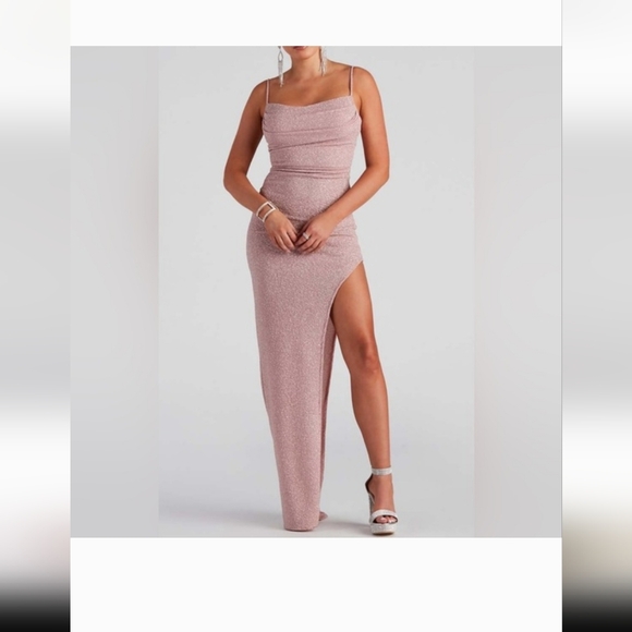 Windsor Dresses & Skirts - Windsor Dusty Rose Sparkle High-Slit Maxi Skirt